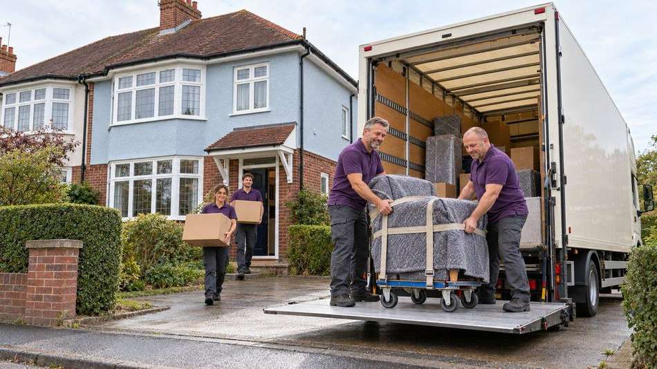 Our crew loading boxes and furniture into the van on moving day